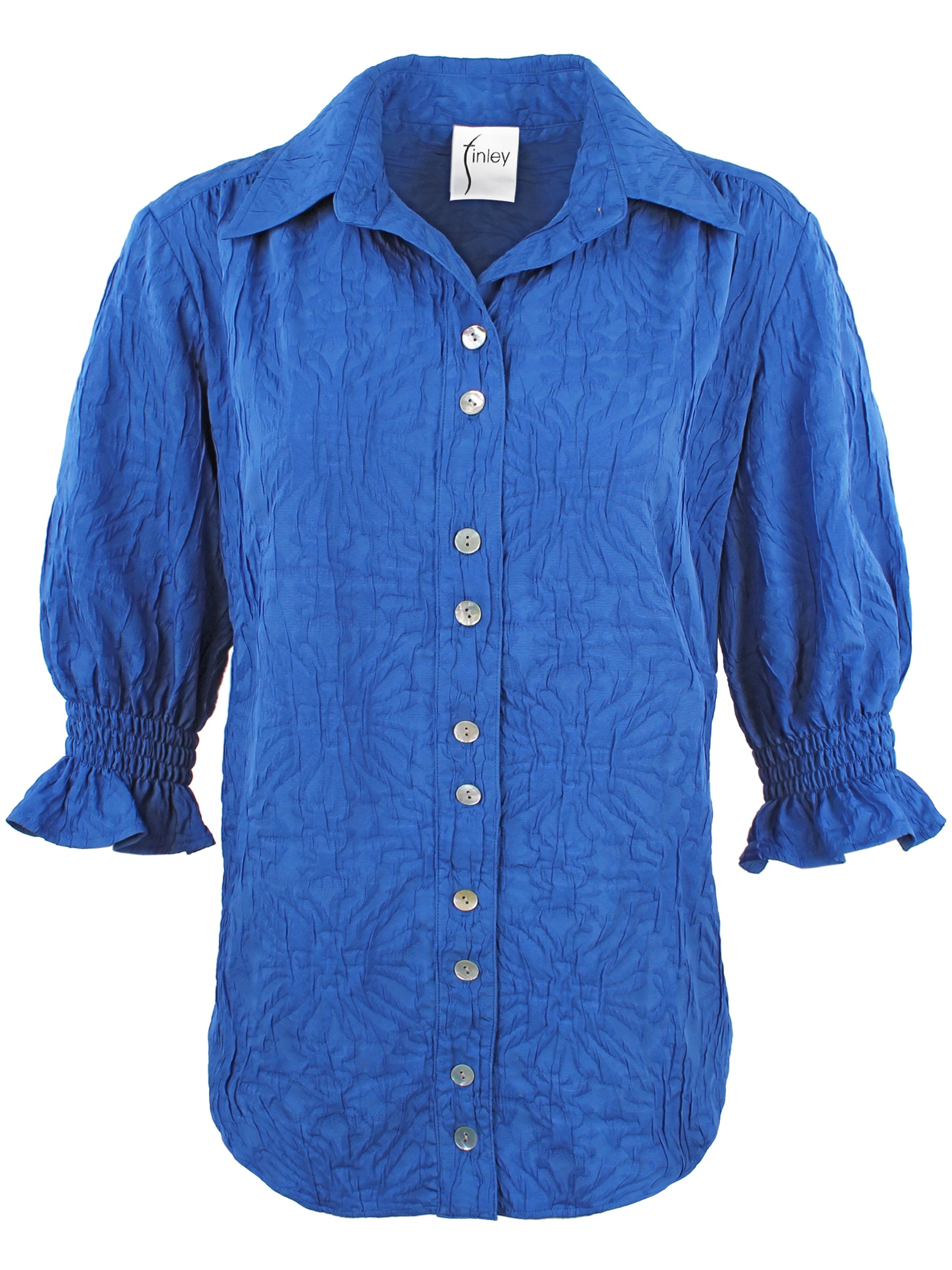 Sirena Shirt Blue Textured Jacquard