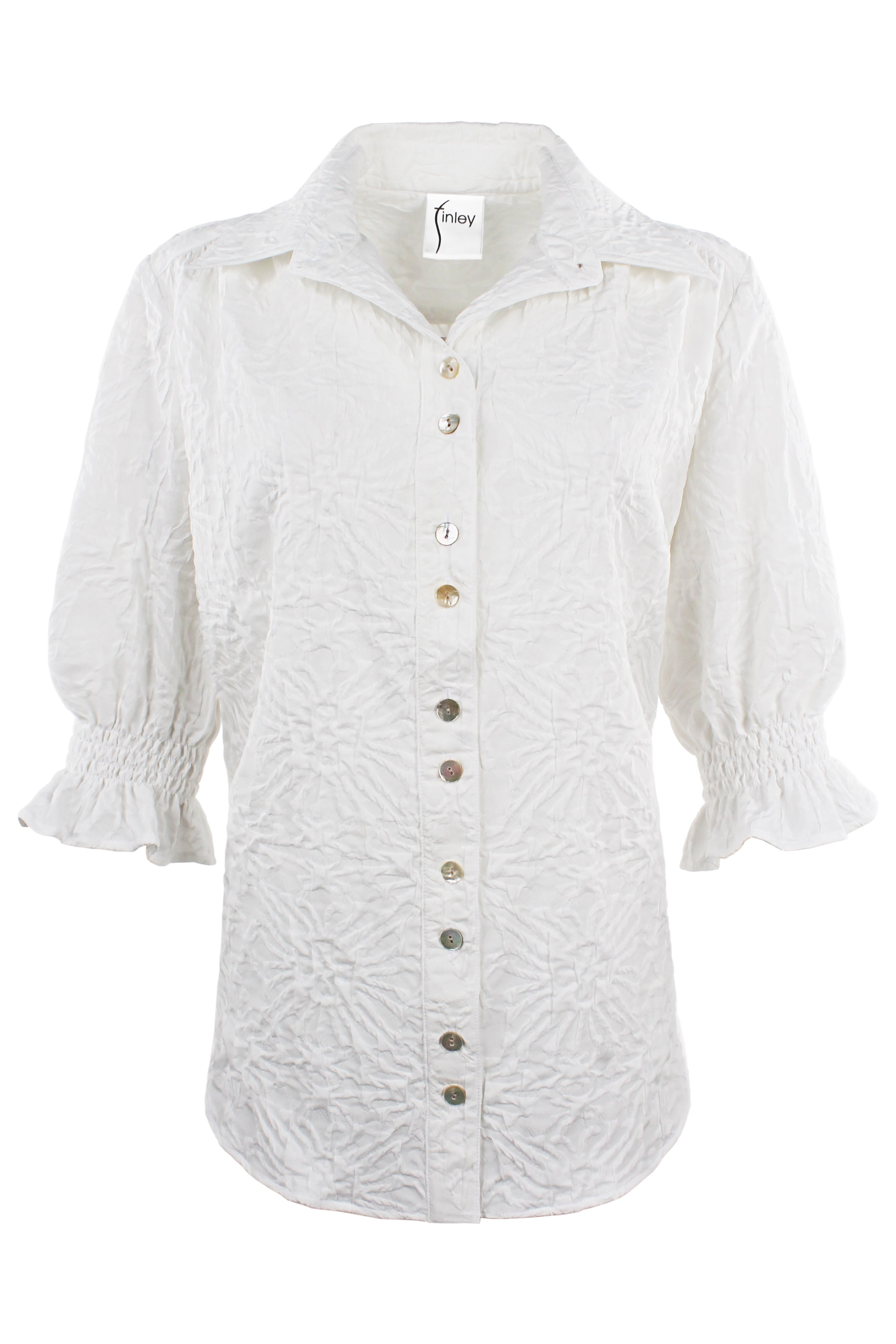 Sirena Shirt White Textured Jacquard