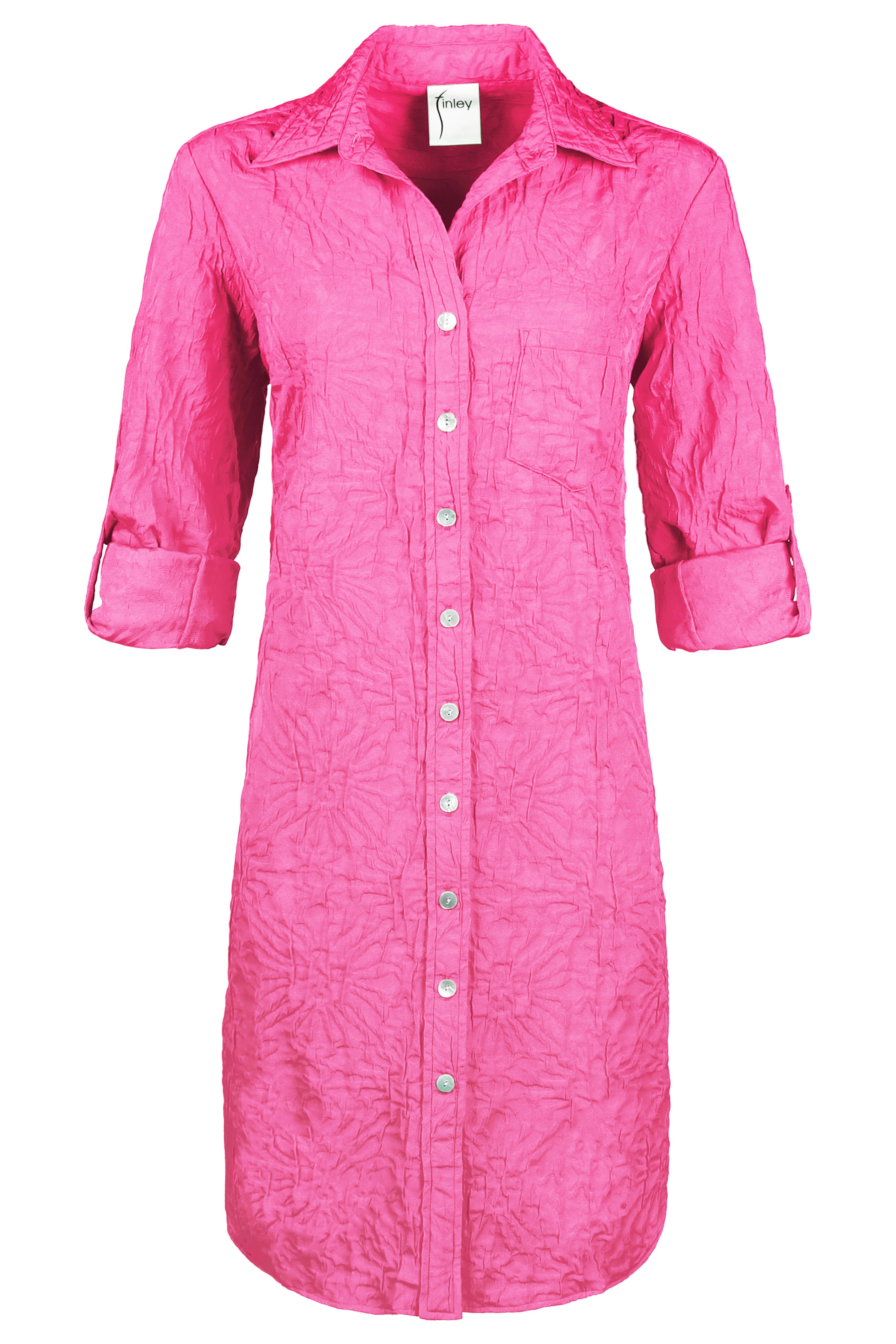 Alex Short Shirt Dress in Pink Textured Jacquard