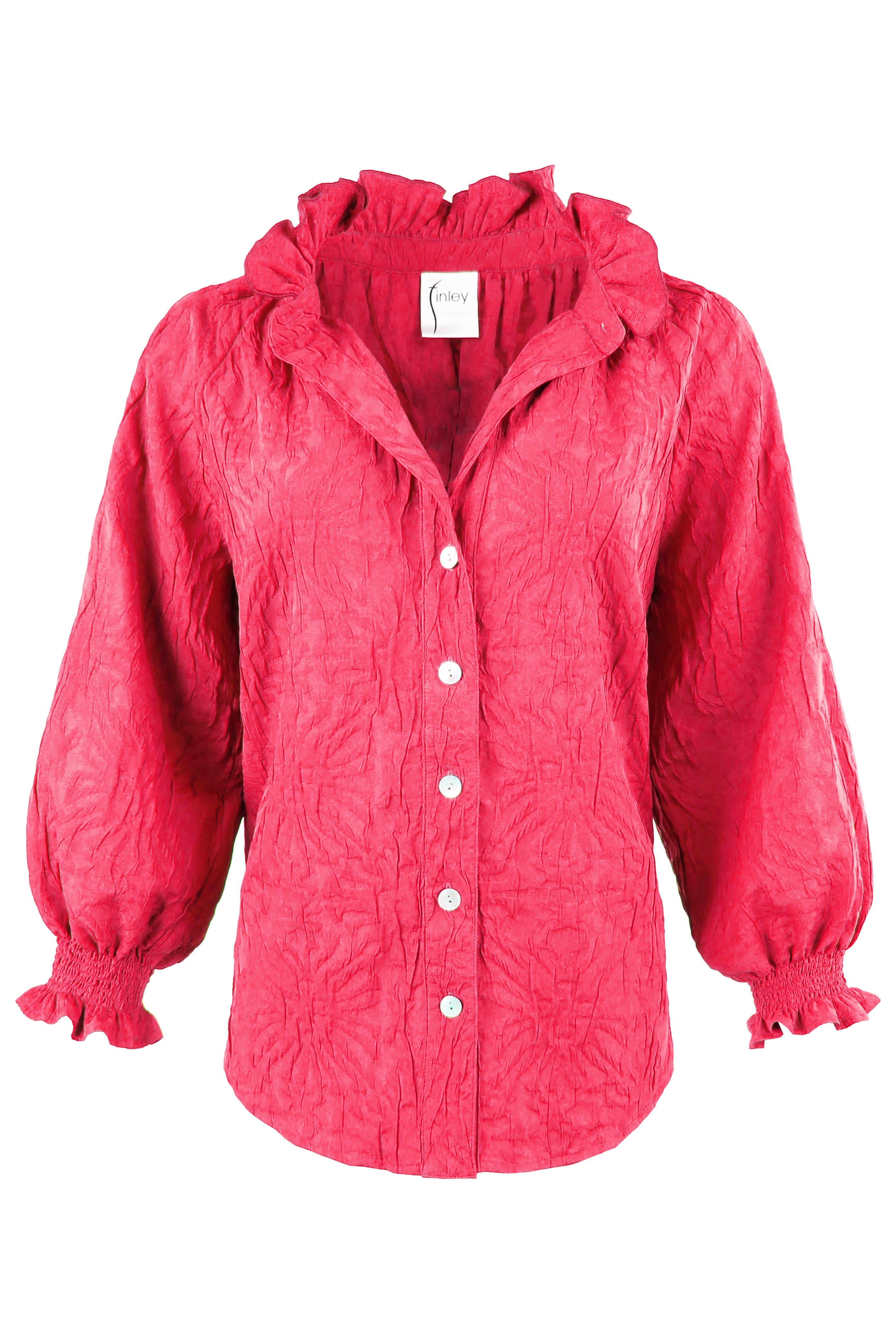 Fiona Shirt in Raspberry Textured Jacquard - Webstore Exclusive