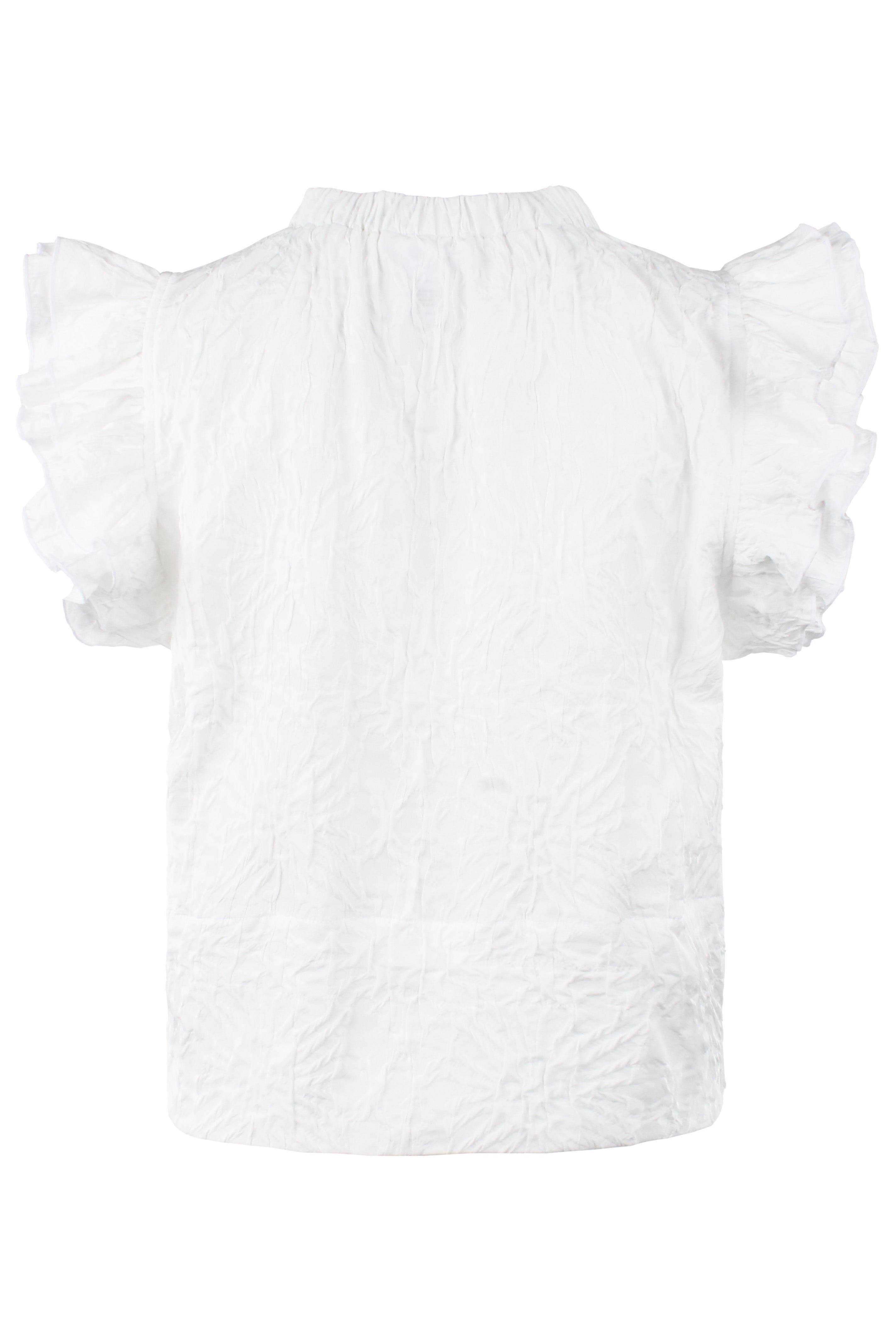 Remy Short Sleeve Popover in White Textured Jacquard