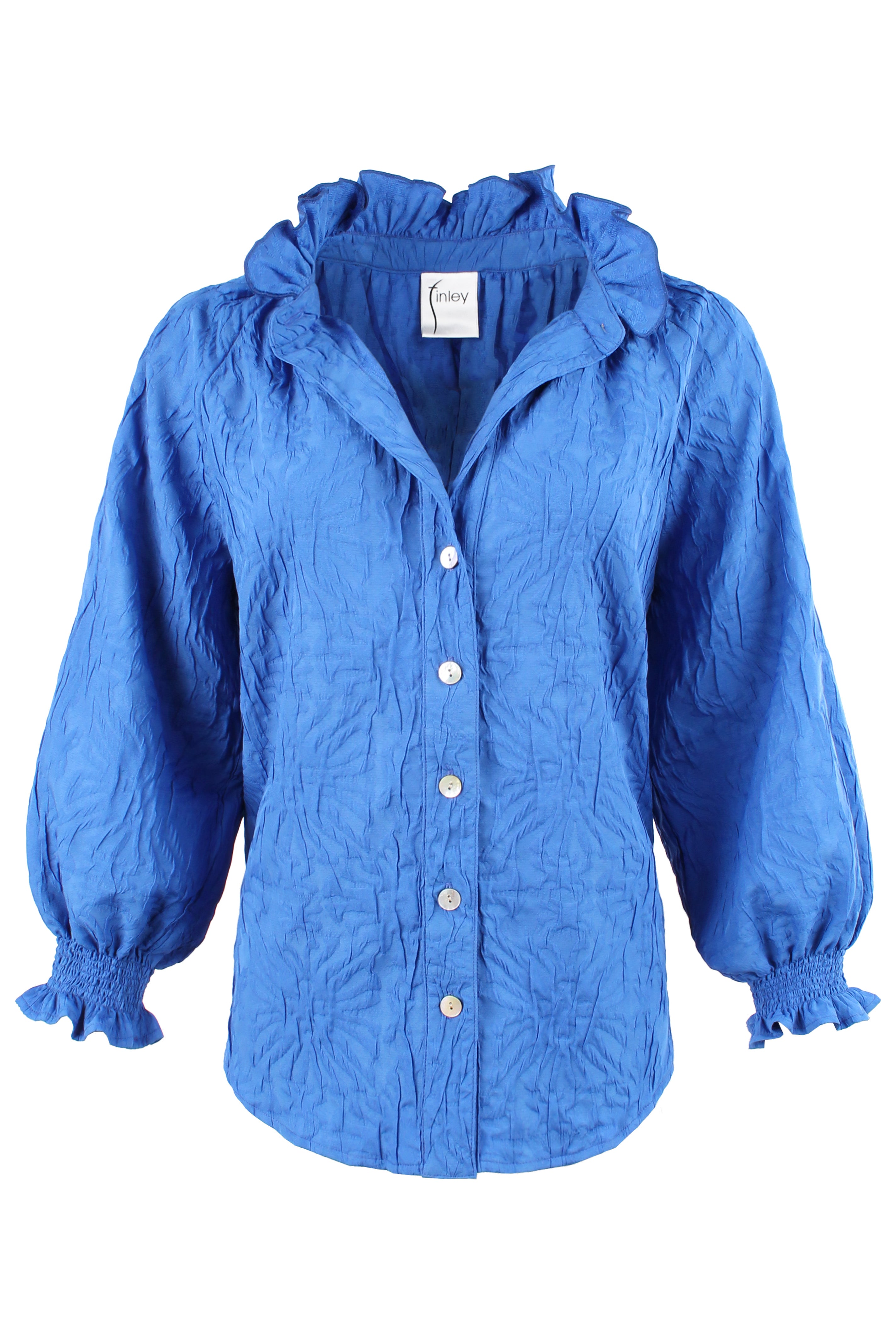 Fiona Shirt in Blue Textured Jacquard