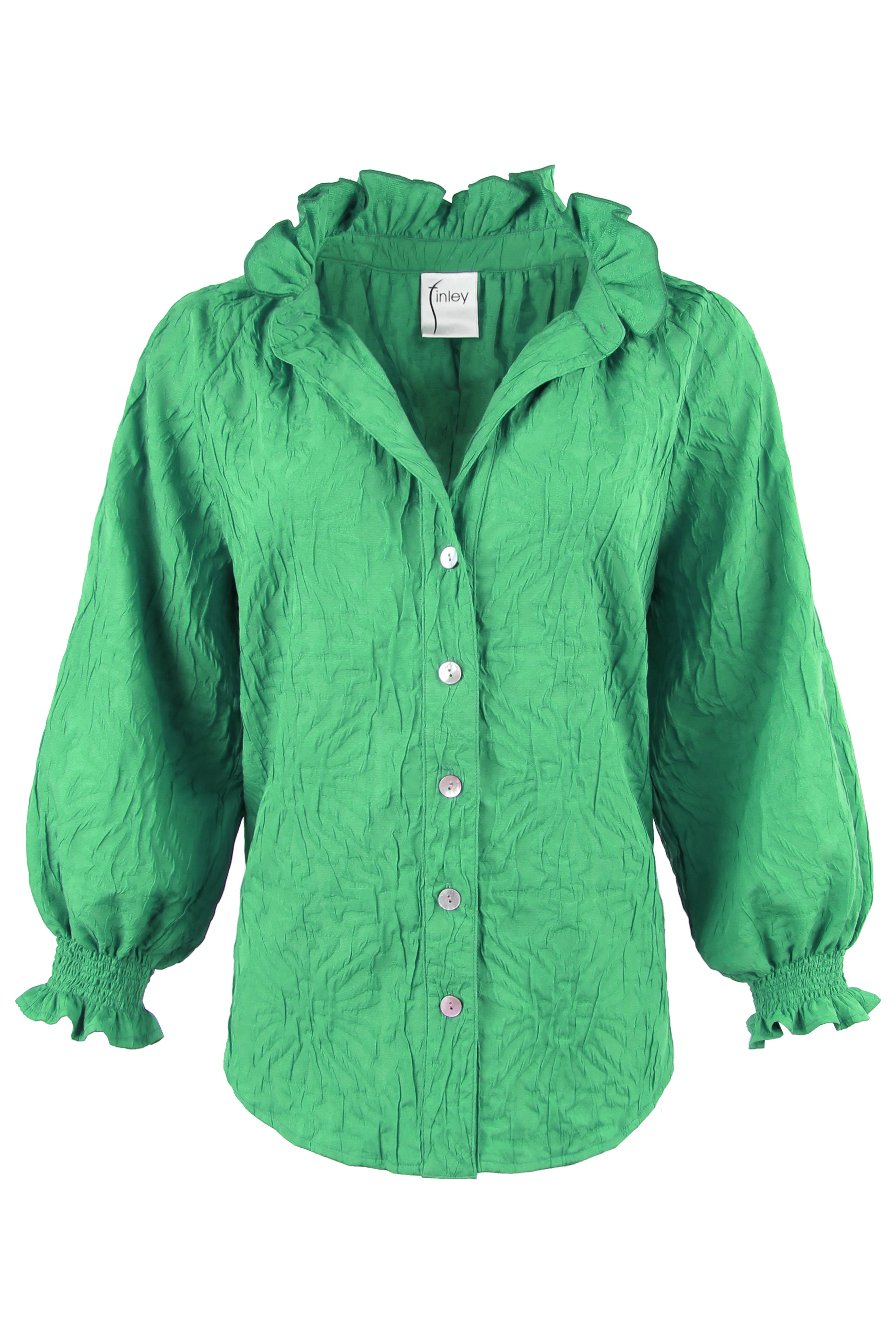 Fiona Shirt in Green Textured Jacquard