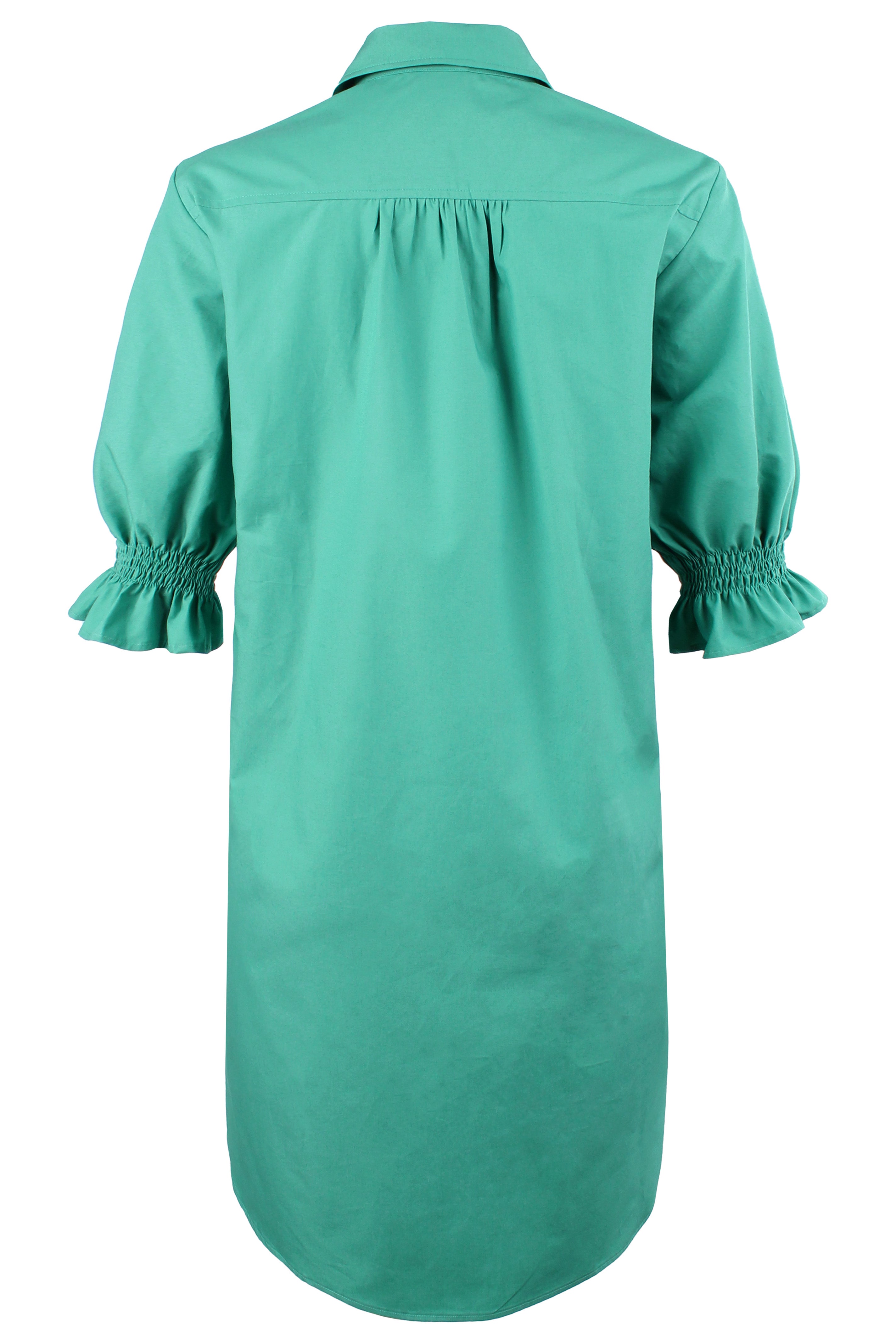 Miller Puff Sleeve Kelly Green Shirt Dress Typewriter Cloth