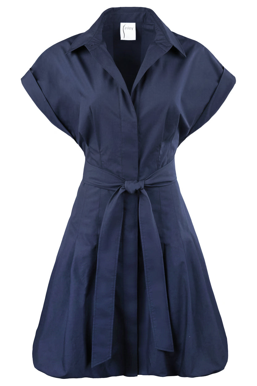 Libby Bubble Dress Navy Typewriter Cloth