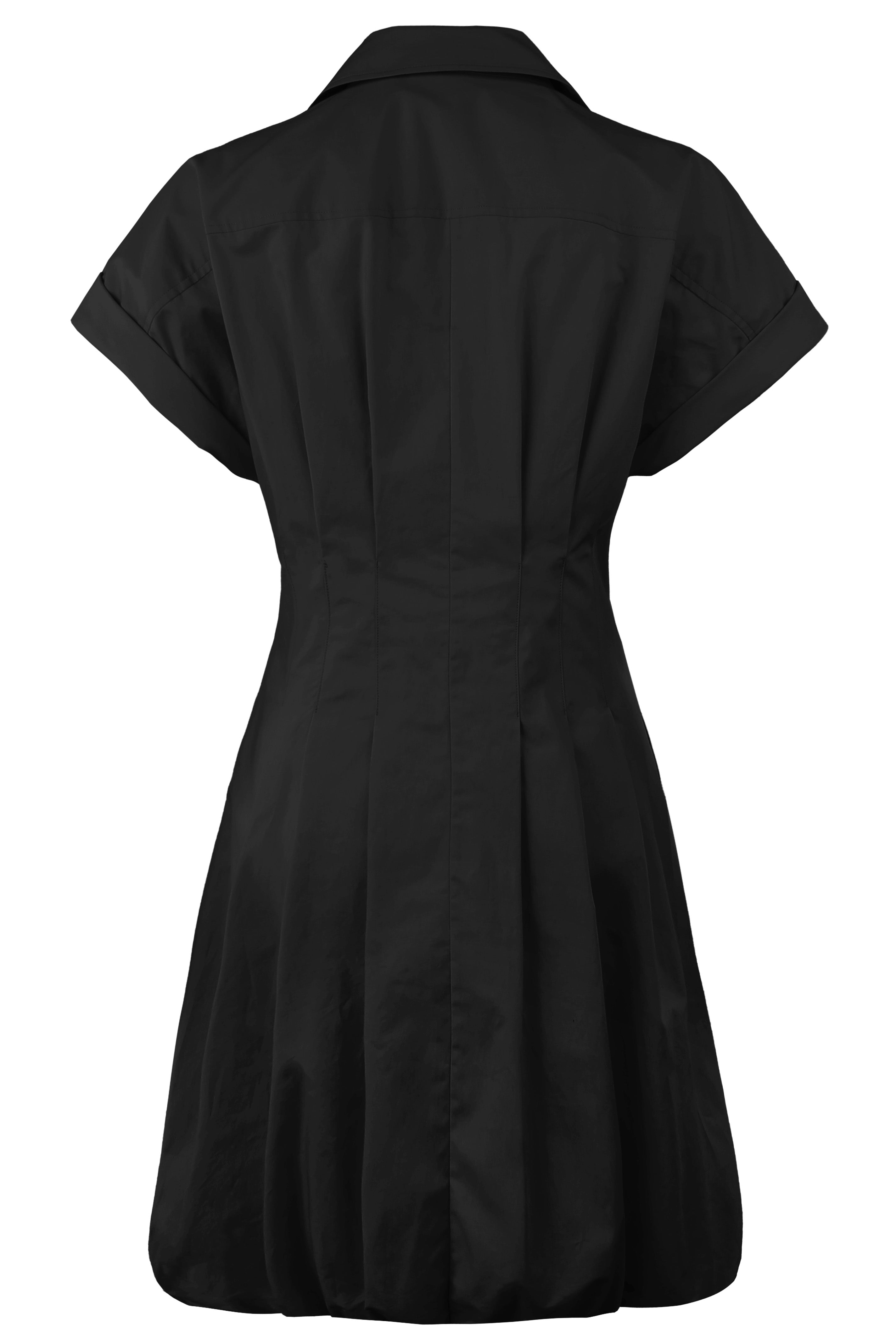 Black dress with short sleeves on a white background