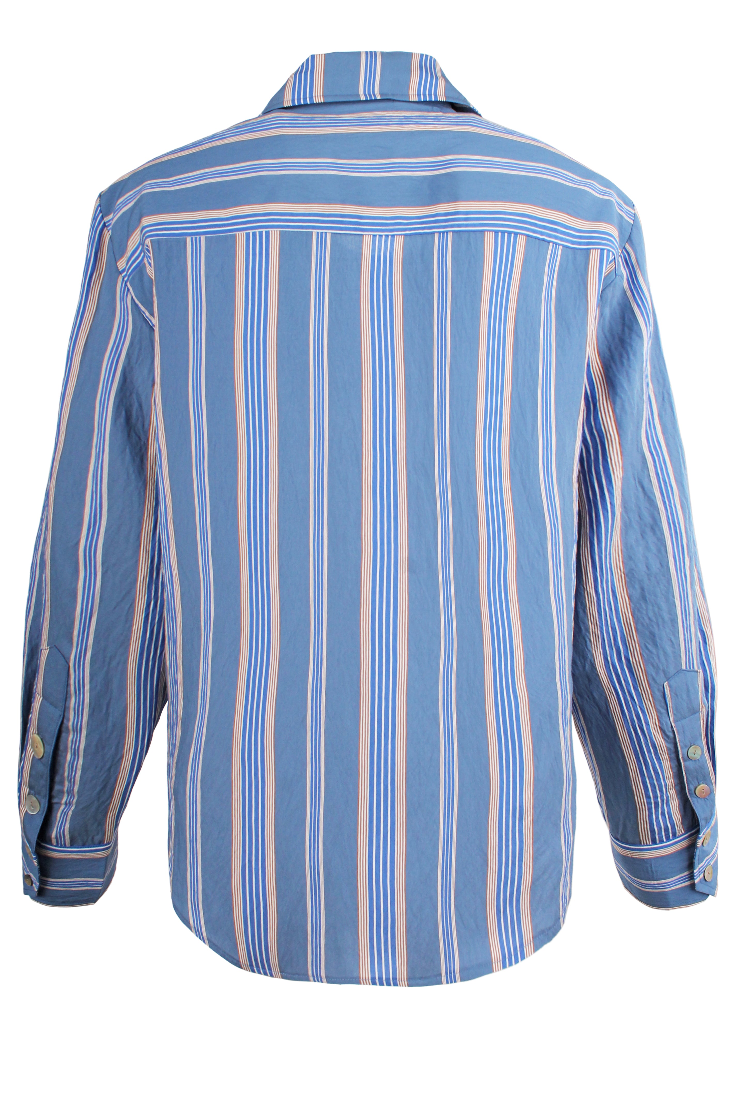 Andie Cropped Button-Down Shirt, Green Stripe