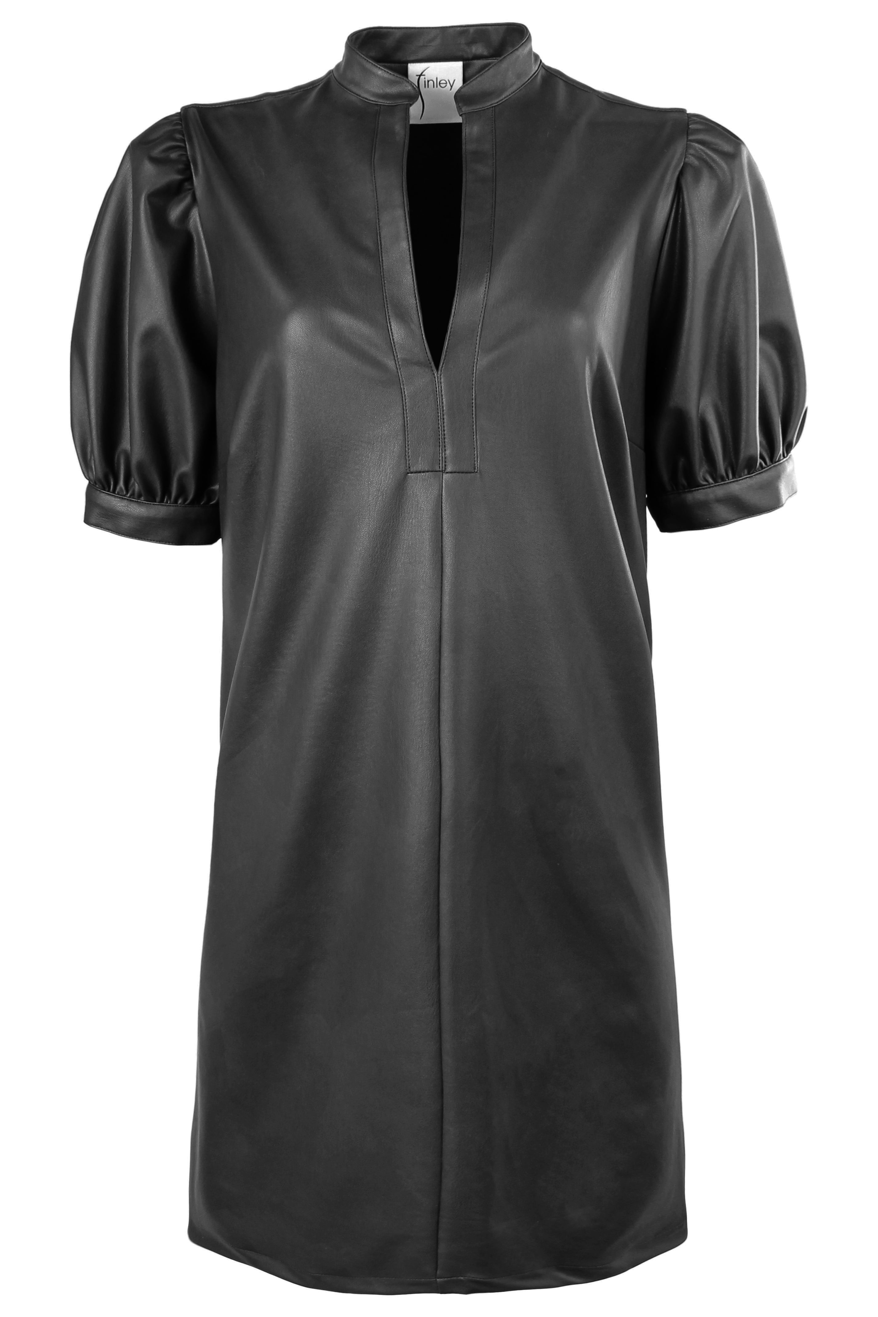 Melanie Shift Dress Black Vegan Leather