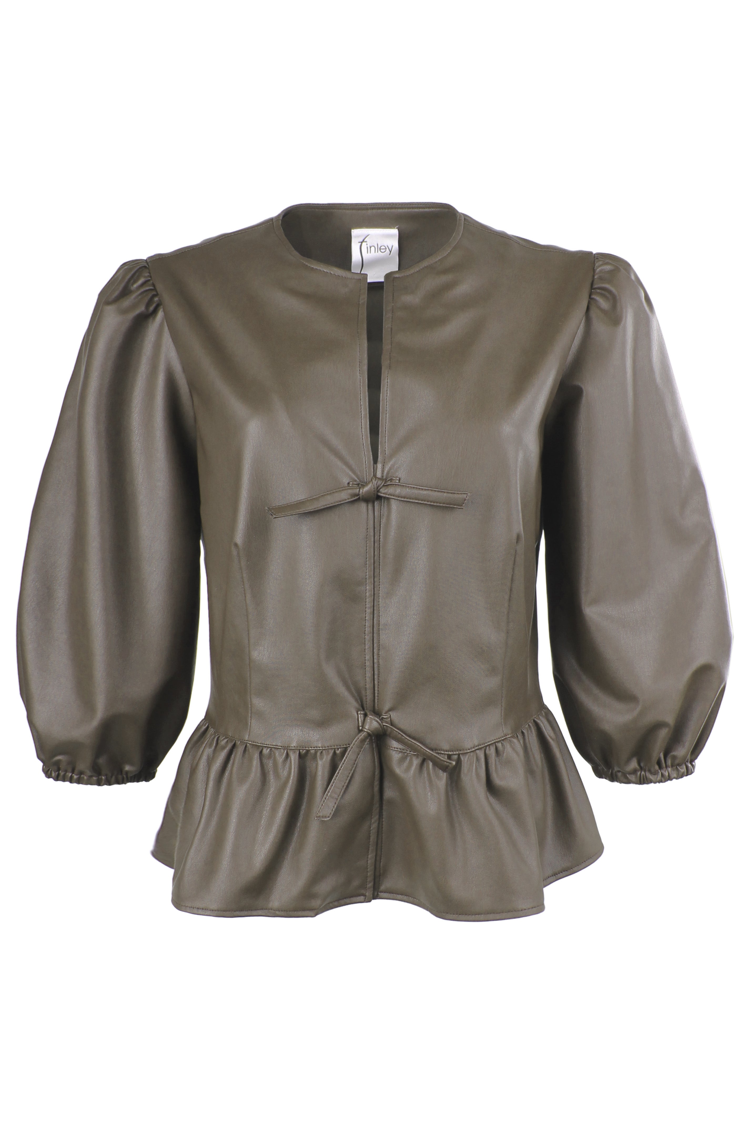 Luna Vegan Leather Tie Top, Mousse