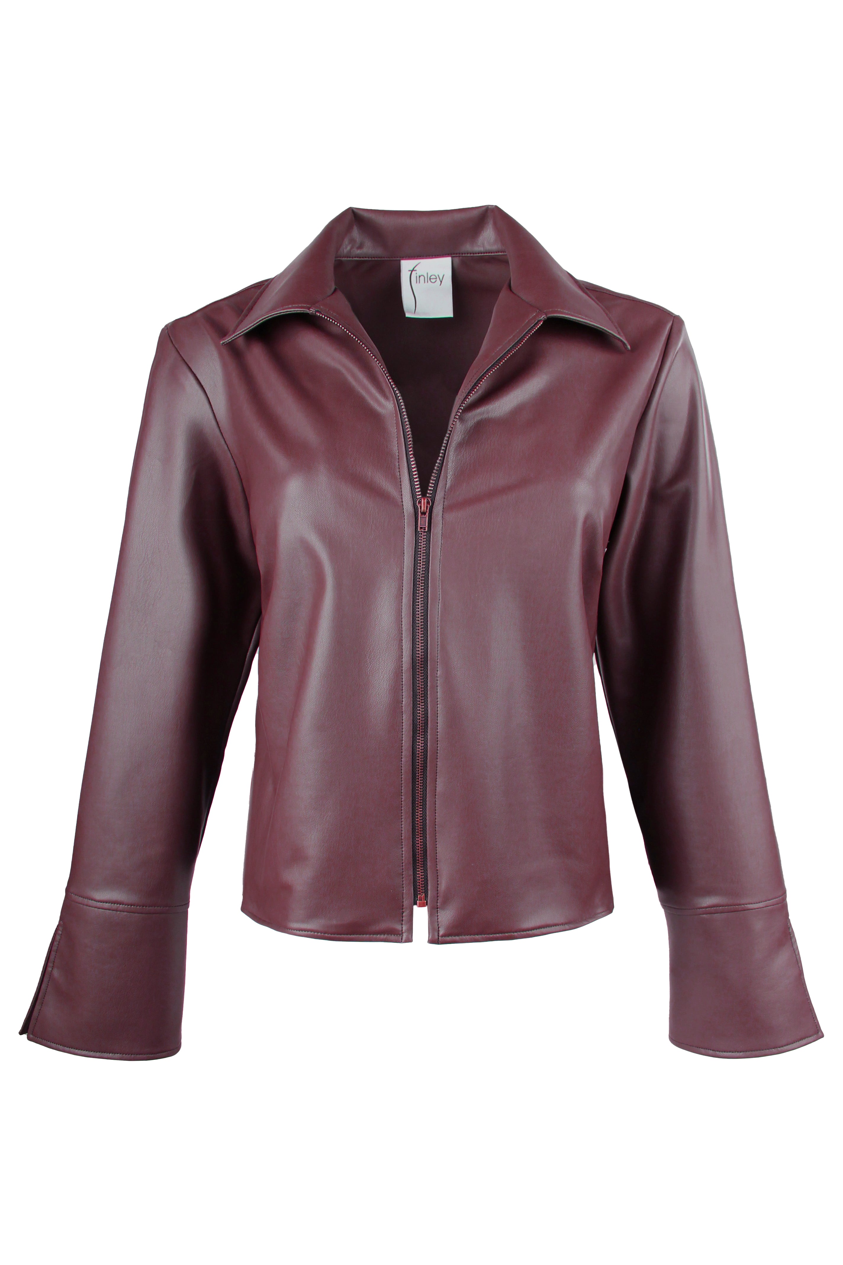 Campbell Zipper Jacket Wine Vegan Leather