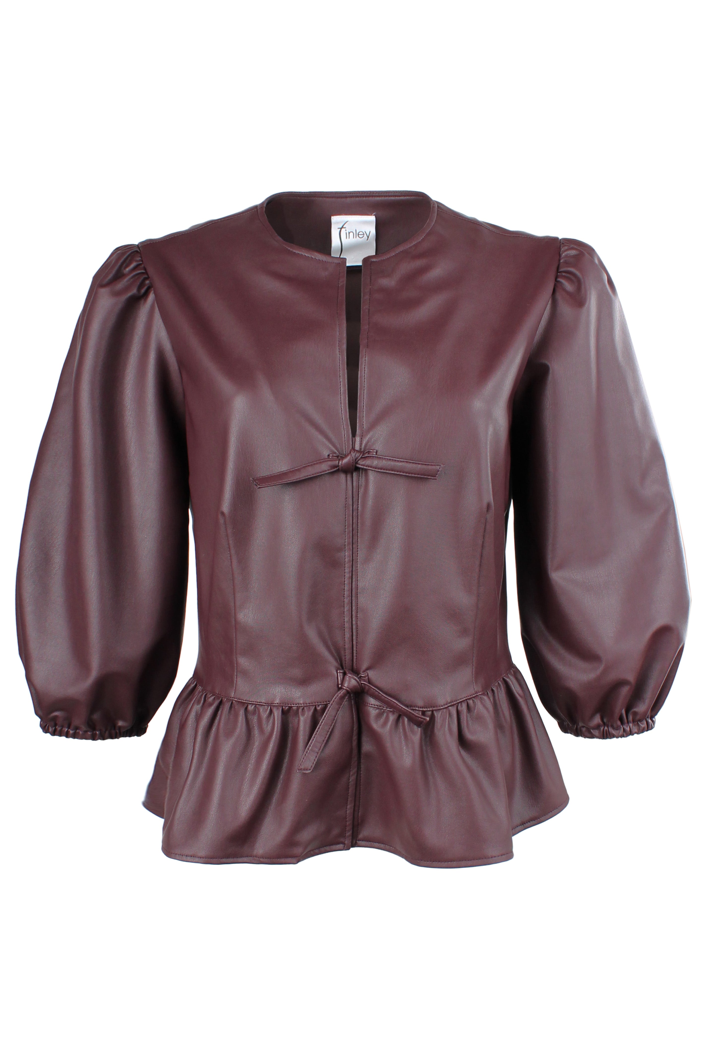 Luna Vegan Leather Tie Top, Wine