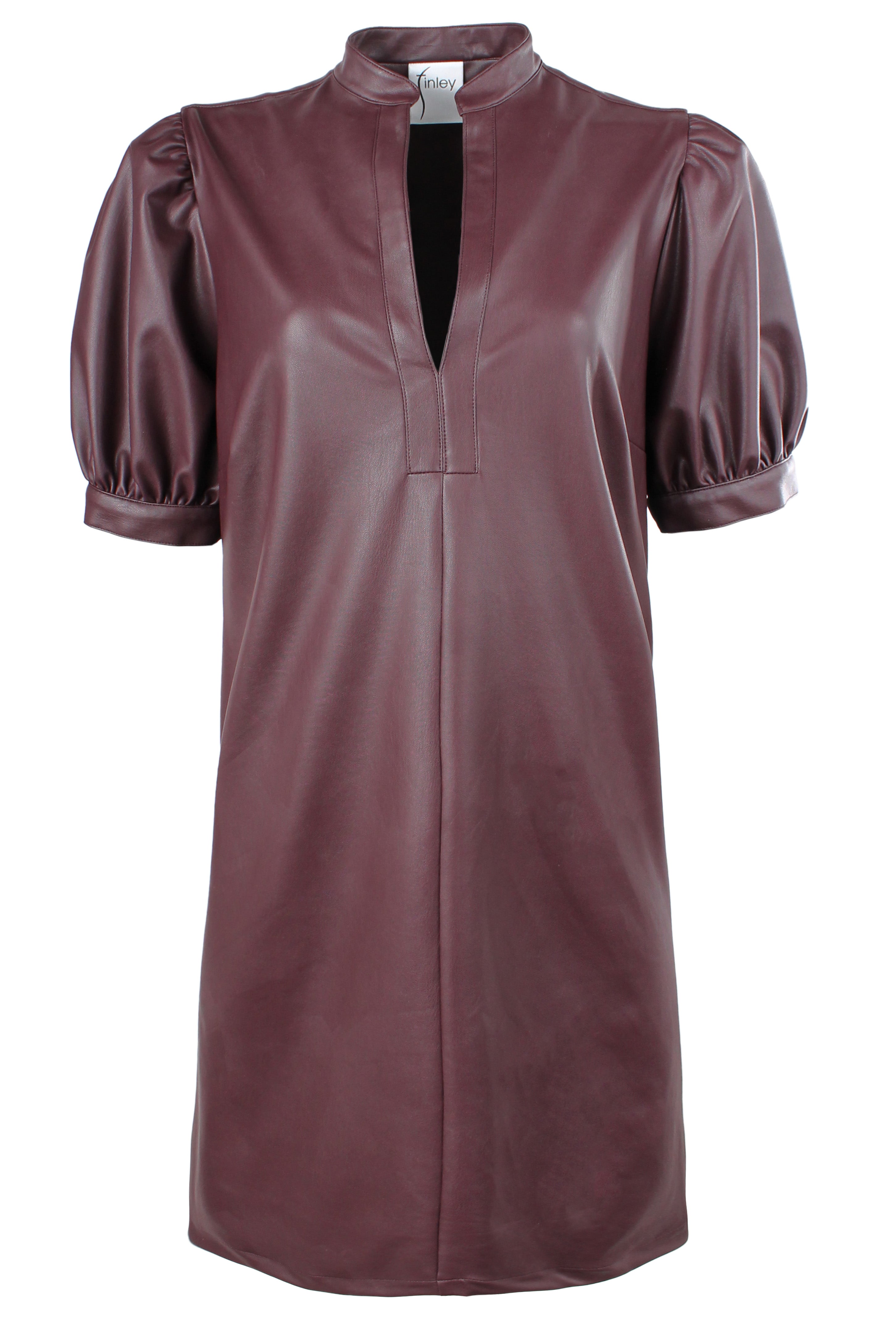 Melanie Shift Dress Wine Vegan Leather