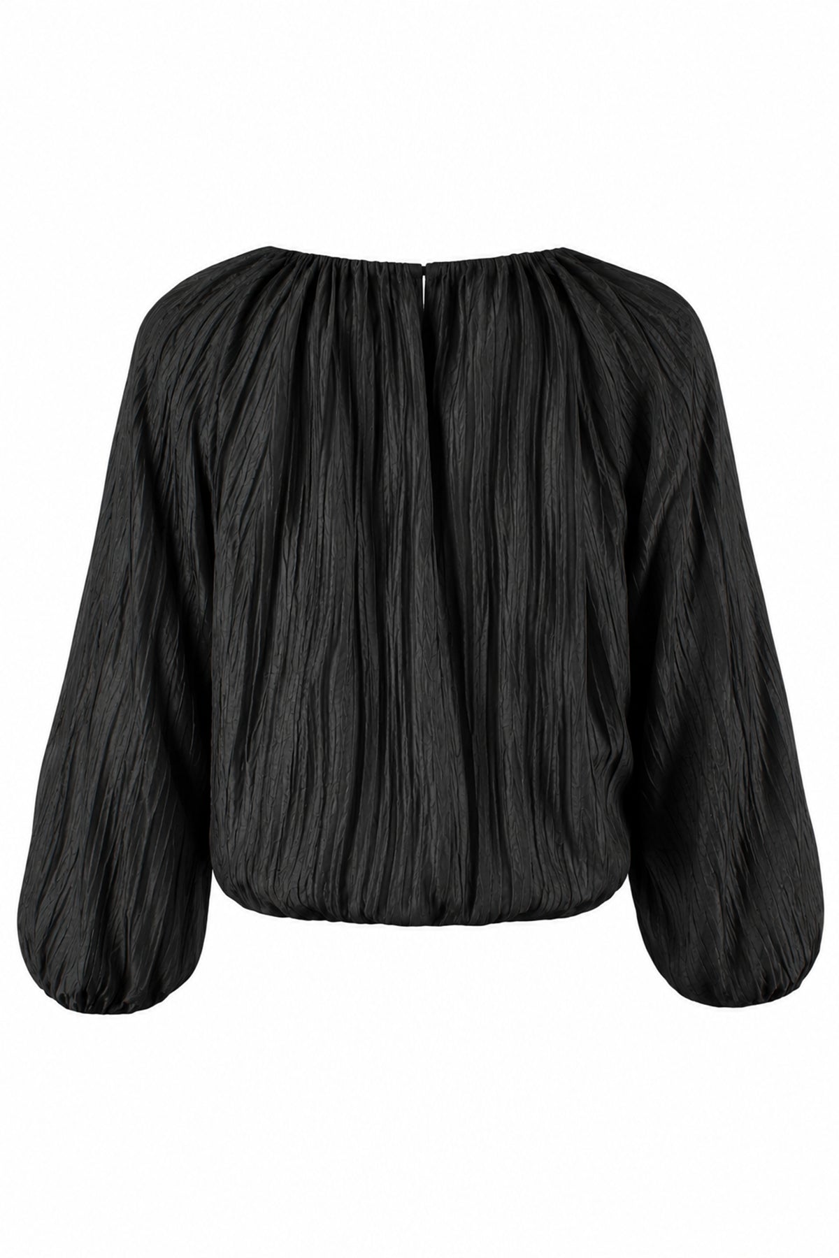 Cameron Blouson Sleeve Top, Black Vertical Crush