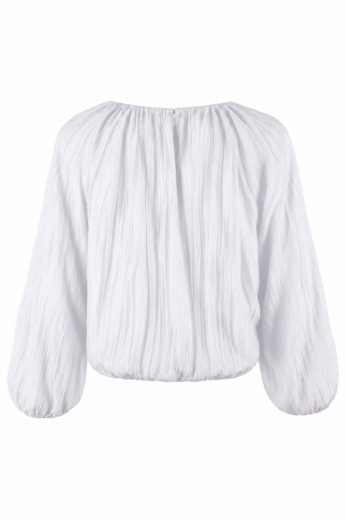 Cameron Blouson Sleeve Top, White Vertical Crush