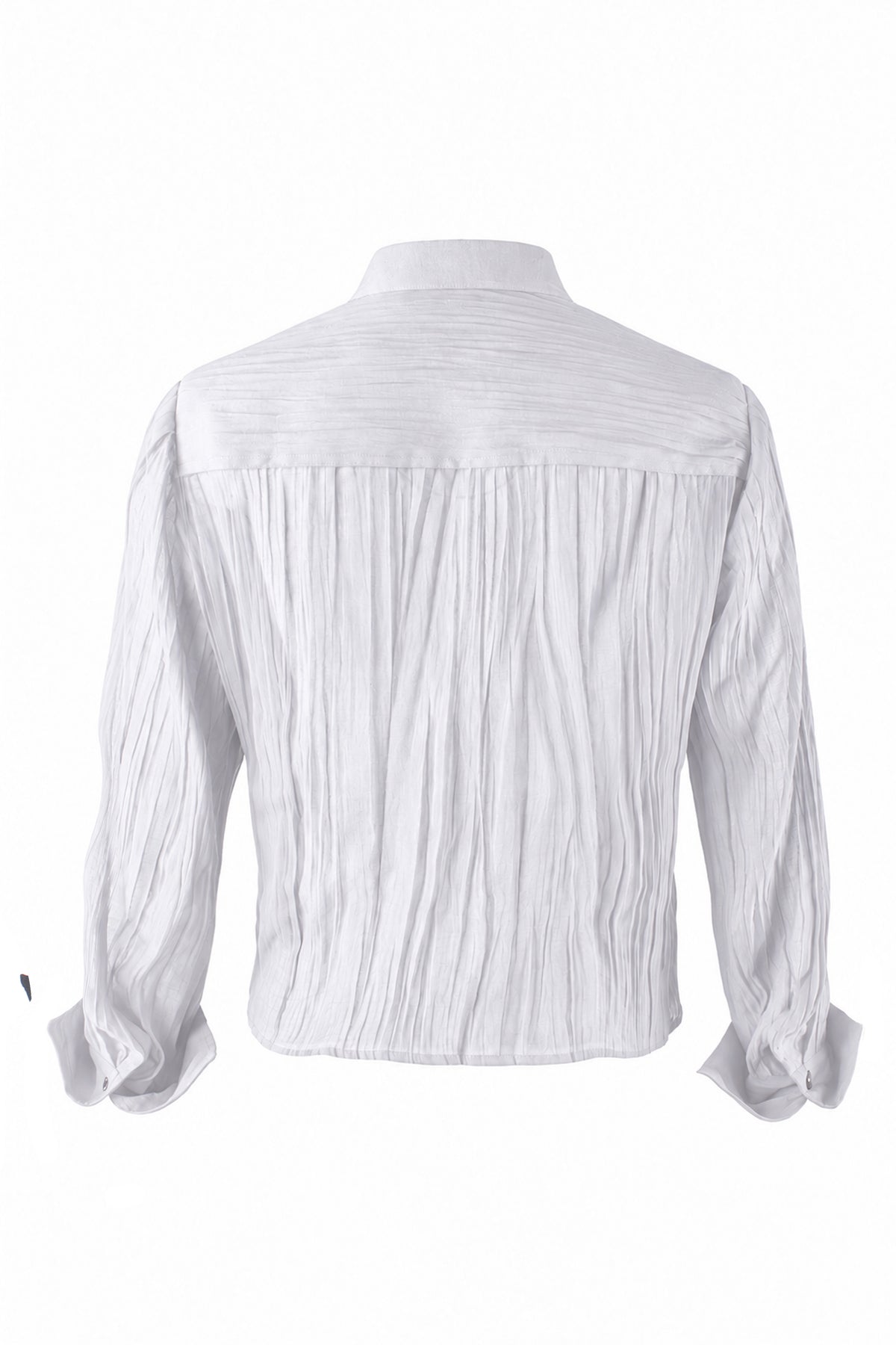 Raffaele Ruffle Shirt White Vertical Crush