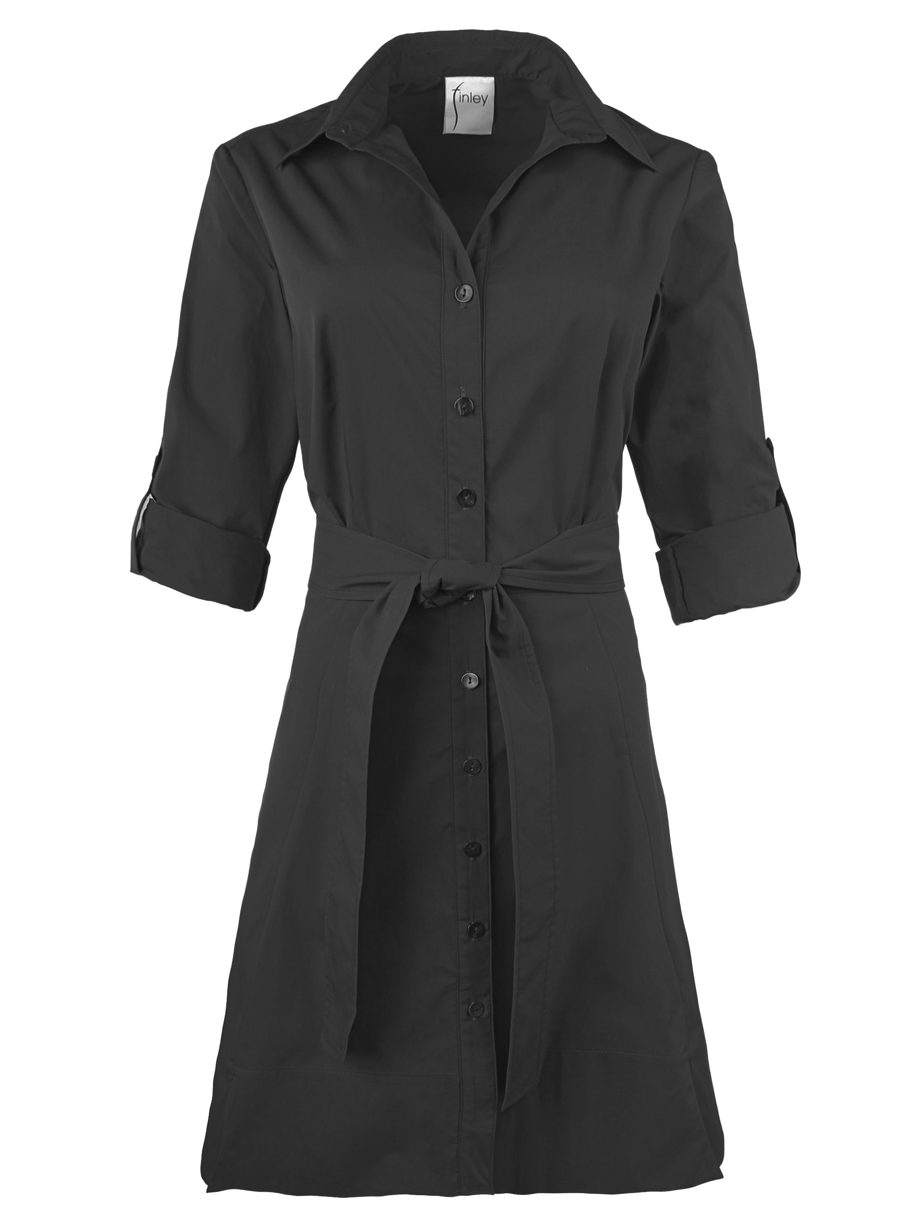 Short Laine Tie Front Long Dress Black Weathercloth