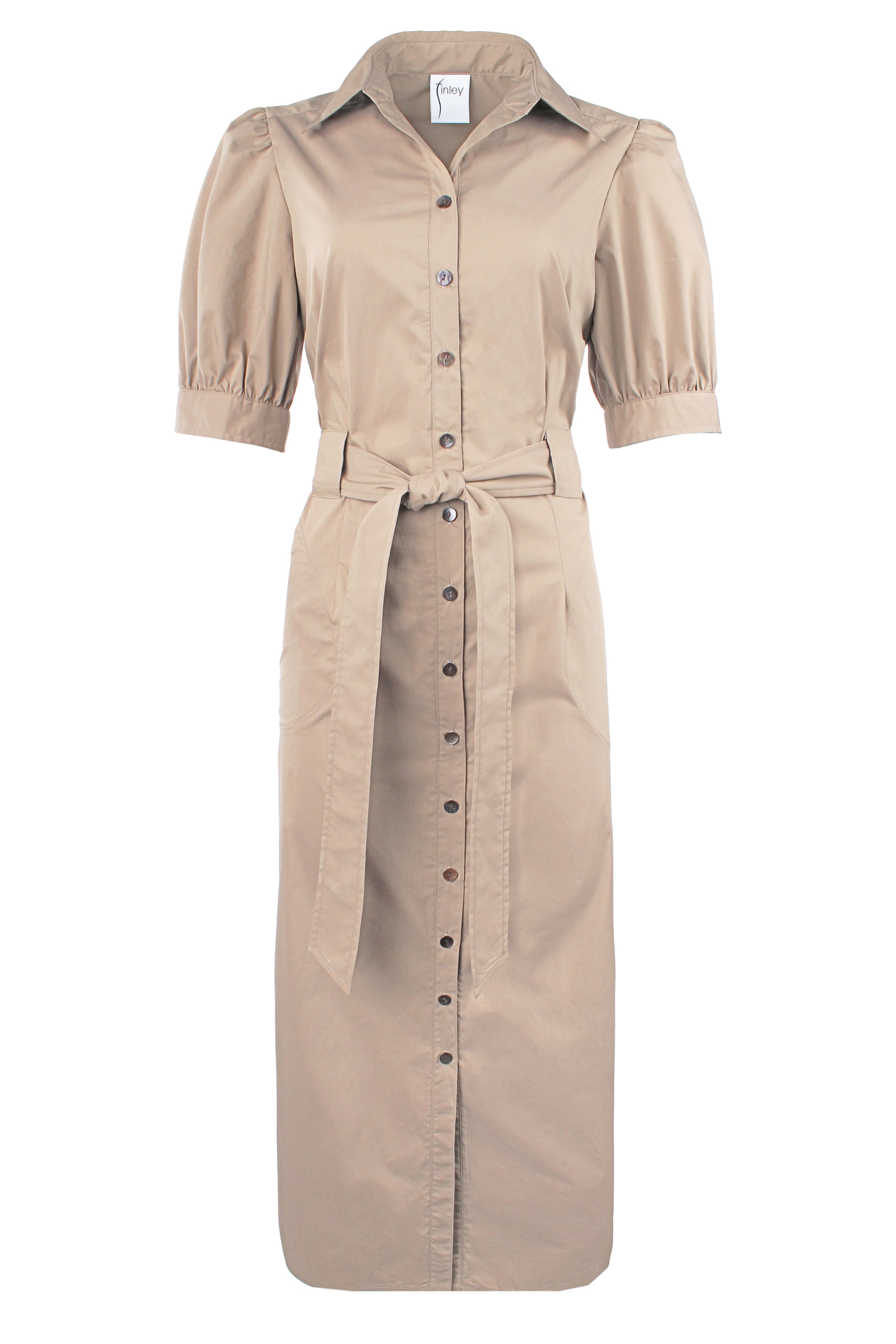 Harper Tie Front Maxi Shirt Dress Khaki Weathercloth