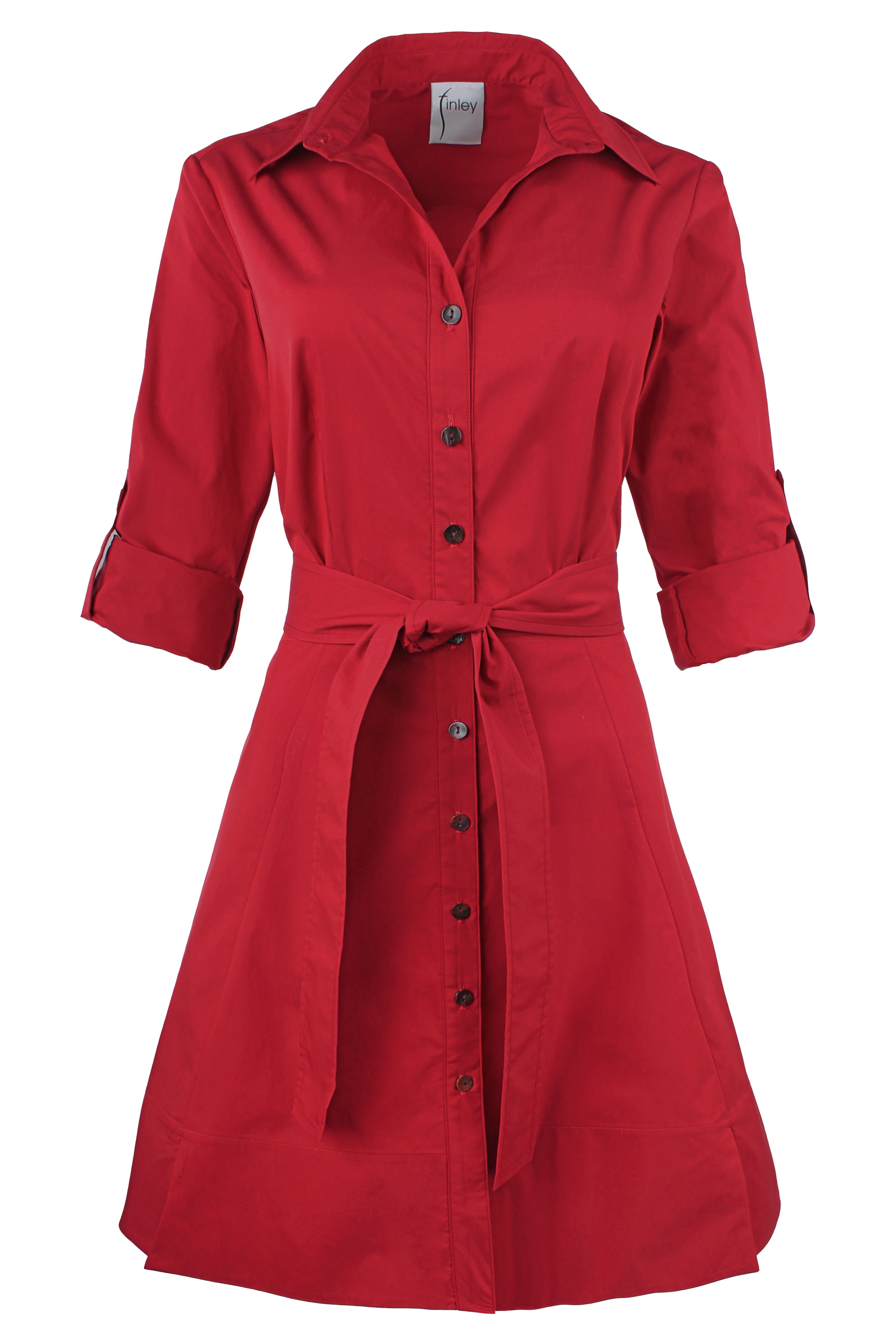 Short Laine Tie Front Long Dress Spicy Red Weathercloth
