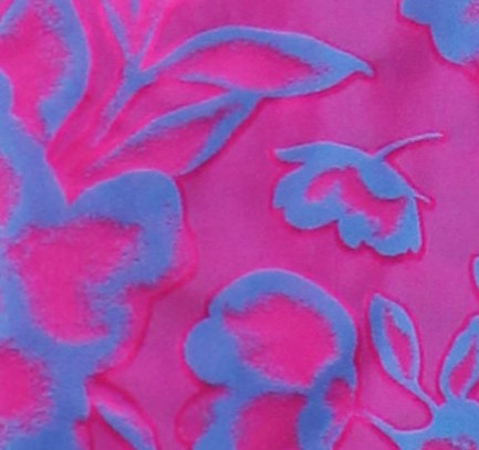Close-up of pink and blue floral patterned fabric