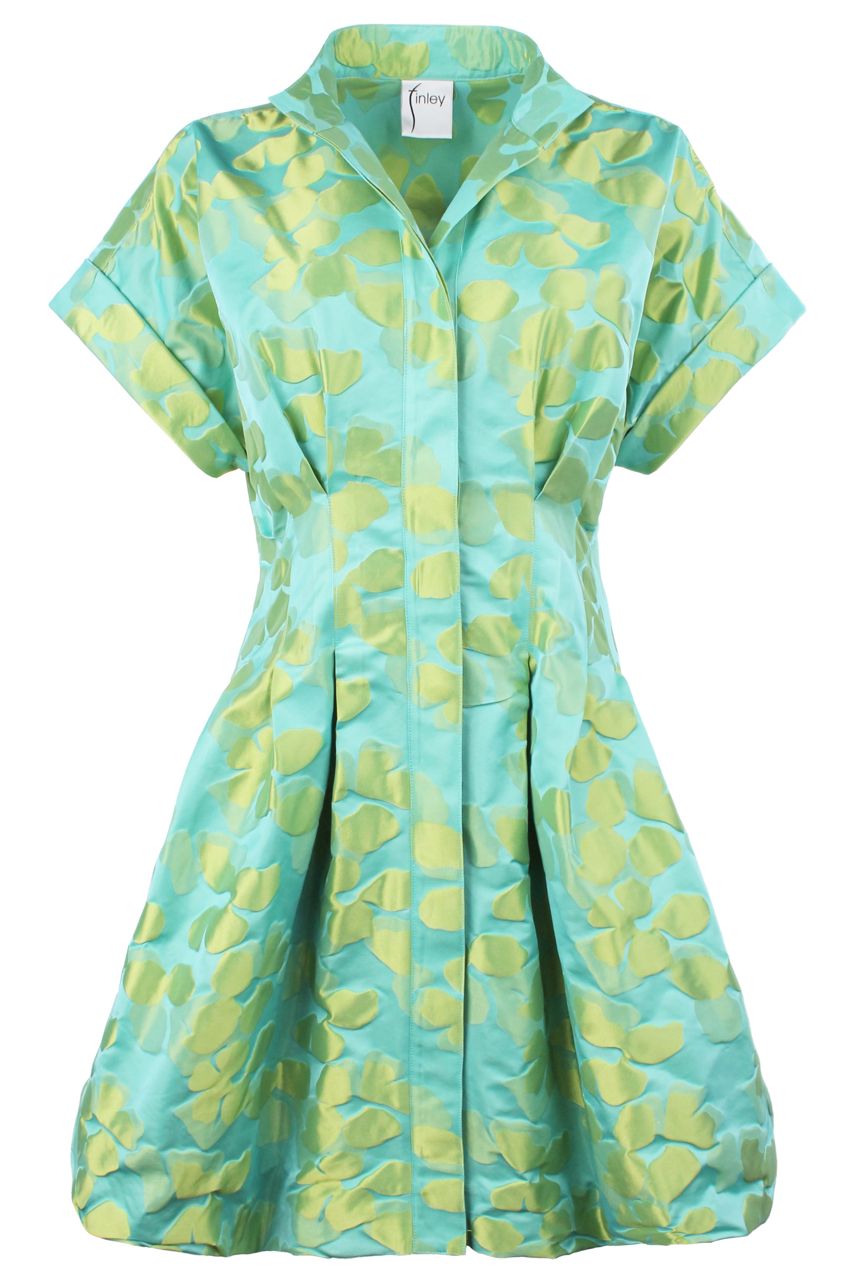 James Bubble Dress Lime Lily Pad Jacquard