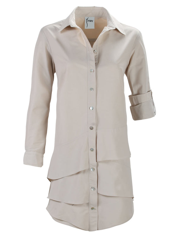 Jenna Shirt Dress Sand Crisp Cotton