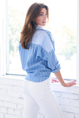 Big Boy Boyfriend Striped Colorblock Shirt