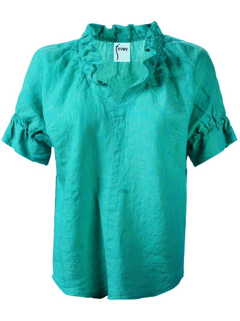 Crosby Shirt Jade Green Linen