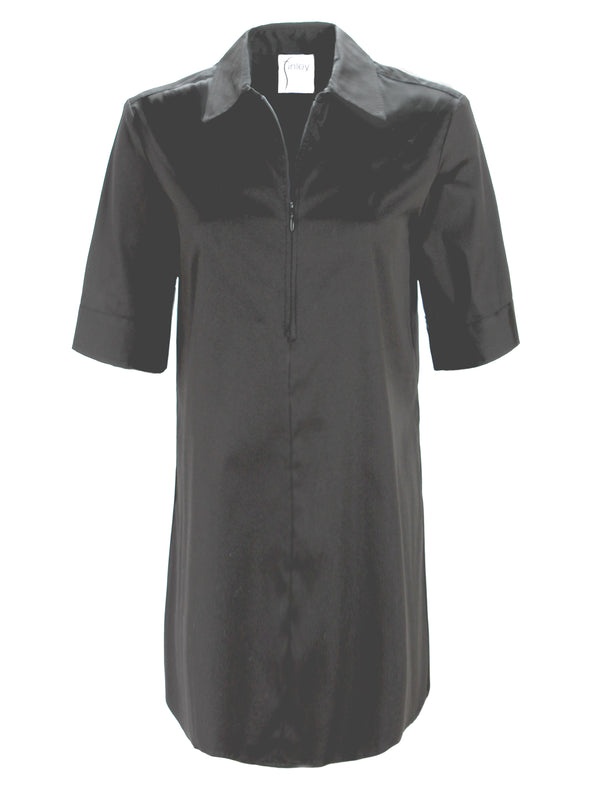 Endora Short Sleeve 1/2 Zip Dress Black Weathercloth