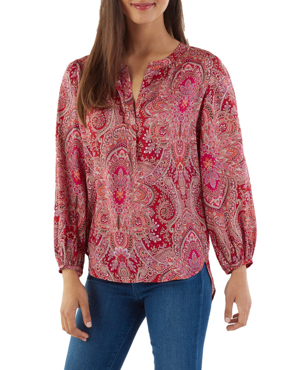 Stephanie Top Royal Paisley Ruby