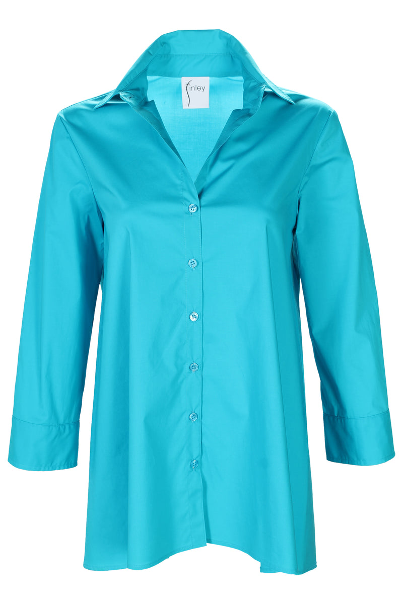 Trapeze Top 3/4 Sleeve Bright Turquoise