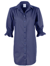 Miller Puff Sleeve Shirt Dress Navy Crisp Cotton