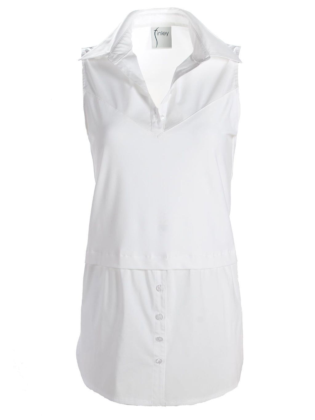 Women's Button Down White Sleeveless Blouse