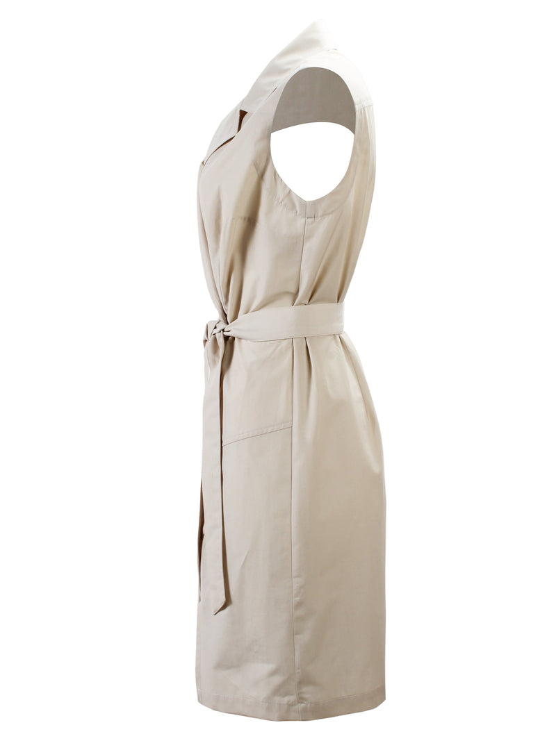 The Finley Marni dress, a sleeveless tie front fitted navy midi dress with a portrait collar.