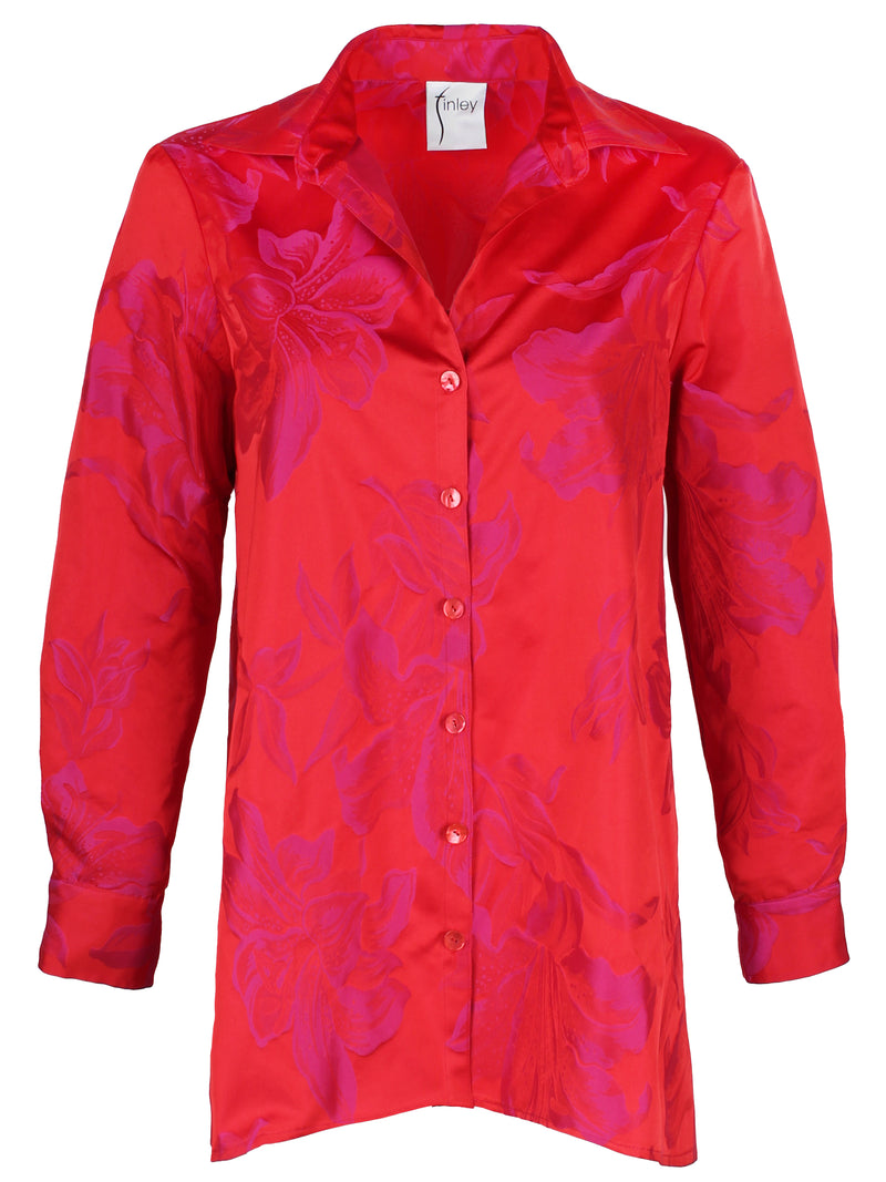 Trapeze Top Wild Orchid Jacquard Long Sleeve